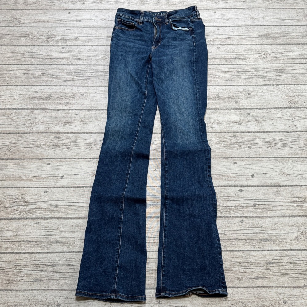 American Eagle Jeans Women's 4 Blue Next Level Stretch High Rise Skinny Leg Kick